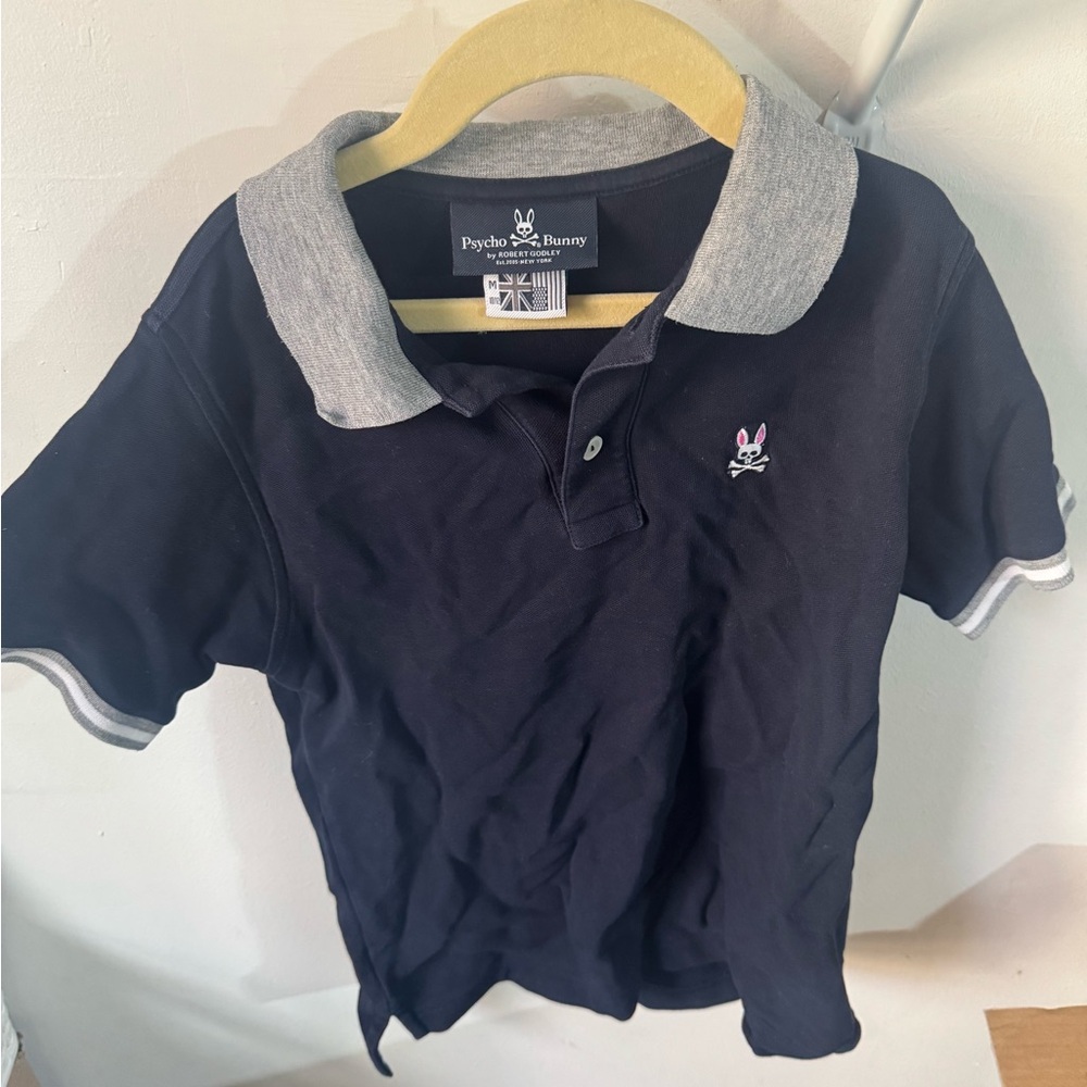 Psycho Bunny Kids Polo Shirt - Dark Blue and Light Gray